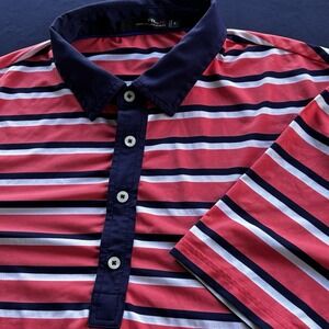 RLX Polo Ralph Lauren Golf Polo Shirt Mens XL Pink Blue Performance Stretch